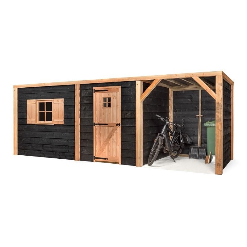 Schuilstal met houten schuur 5,6 m | Volente Jan | geiten, Verzenden, Nieuw, Kippenhok of Kippenren