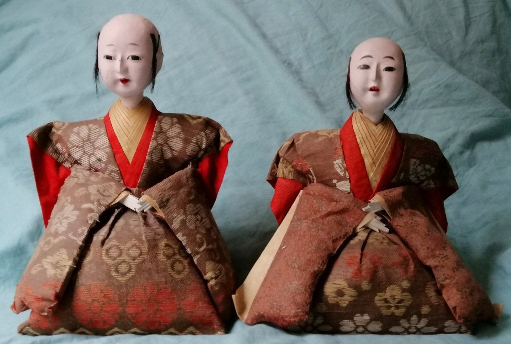 2 grote antieke Japanse poppen Ministers, Japan, Ophalen of Verzenden, Pop, Handgemaakt