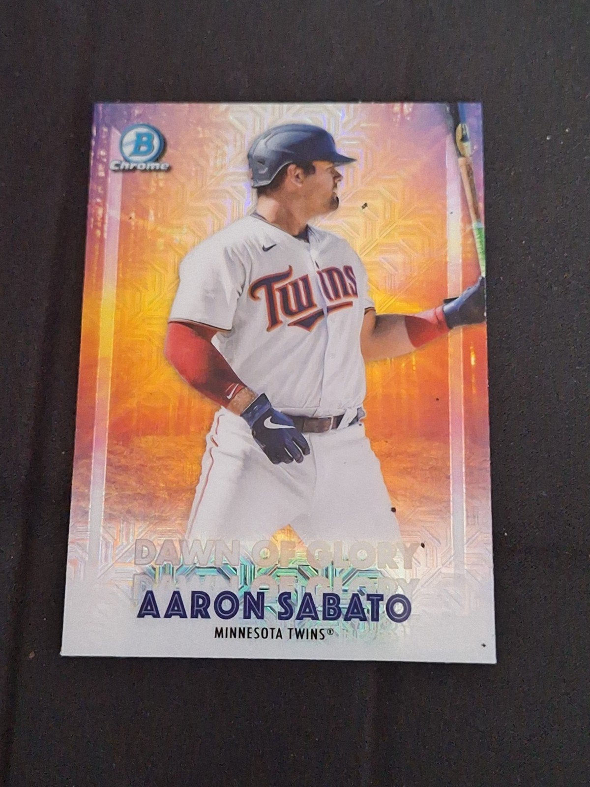 Aaron Sabato #DG-19 2021 Bowman Chrome  Dawn Of Glory Mega B, Hobby en Vrije tijd, Ophalen of Verzenden, Nieuw, Plaatje