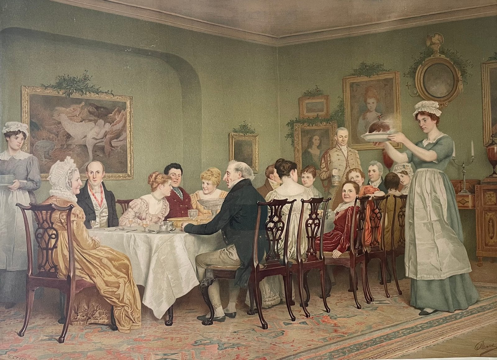 Leuk 19e eeuws tafereel “The Christmas Pudding”., Antiek en Kunst, Ophalen