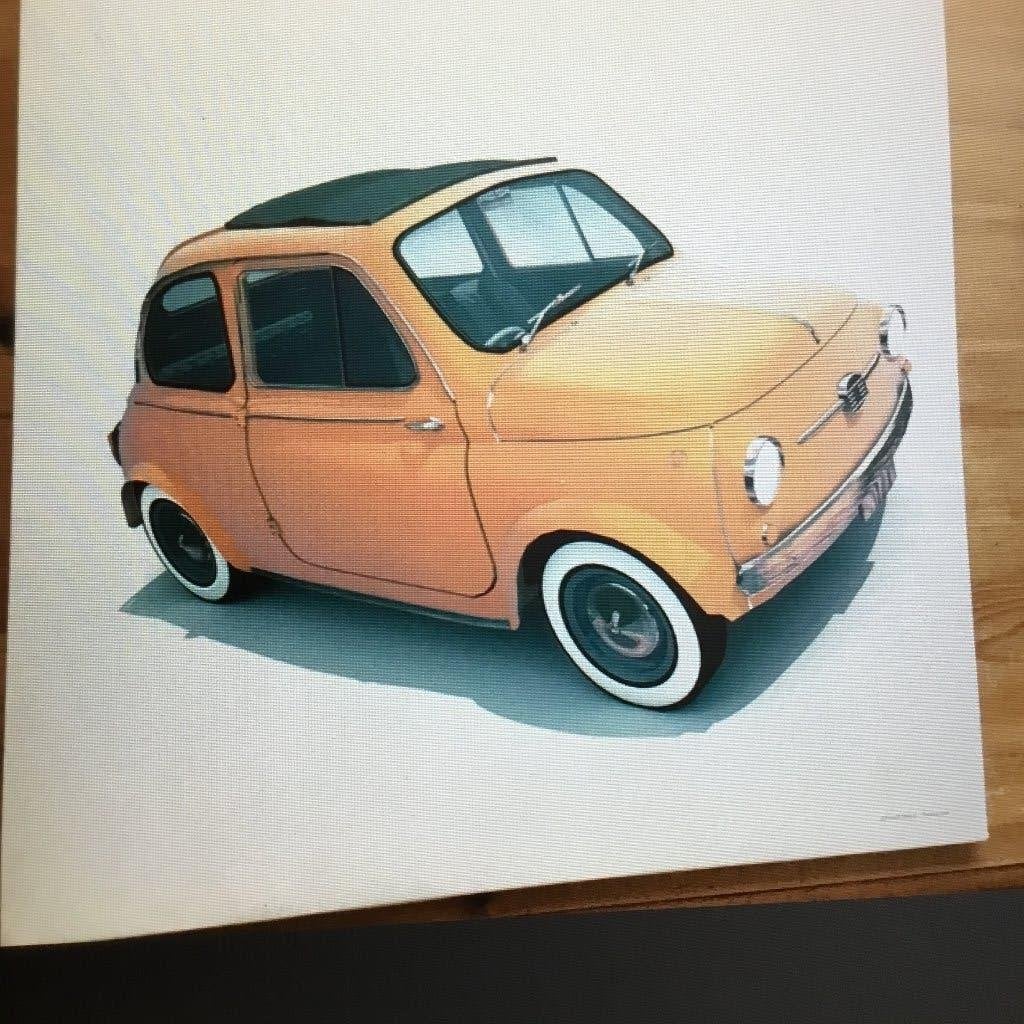 Fiat 500 Classic - Schilderij = Print Groot op frame, Ophalen, 5 – 50, 50 tot 75 cm, Print