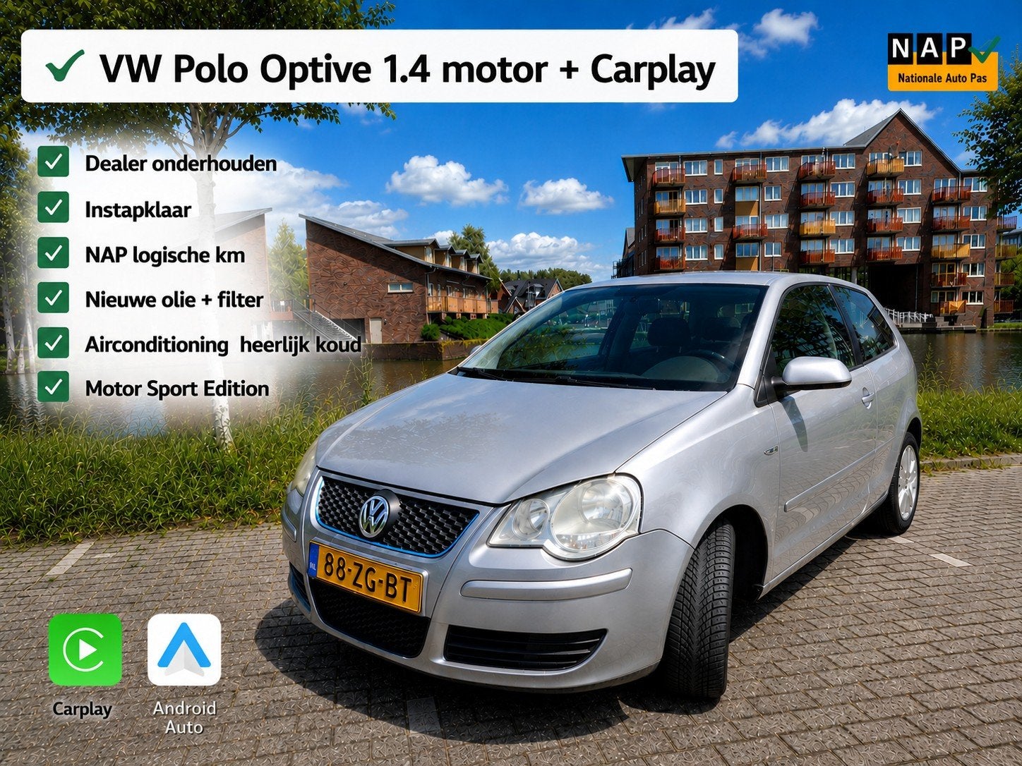 Volkswagen Polo Optive 1.4 – CarPlay – Airco️ - NAP -Zuinig, Zwart, 4 cilinders, Sound system, Handgeschakeld