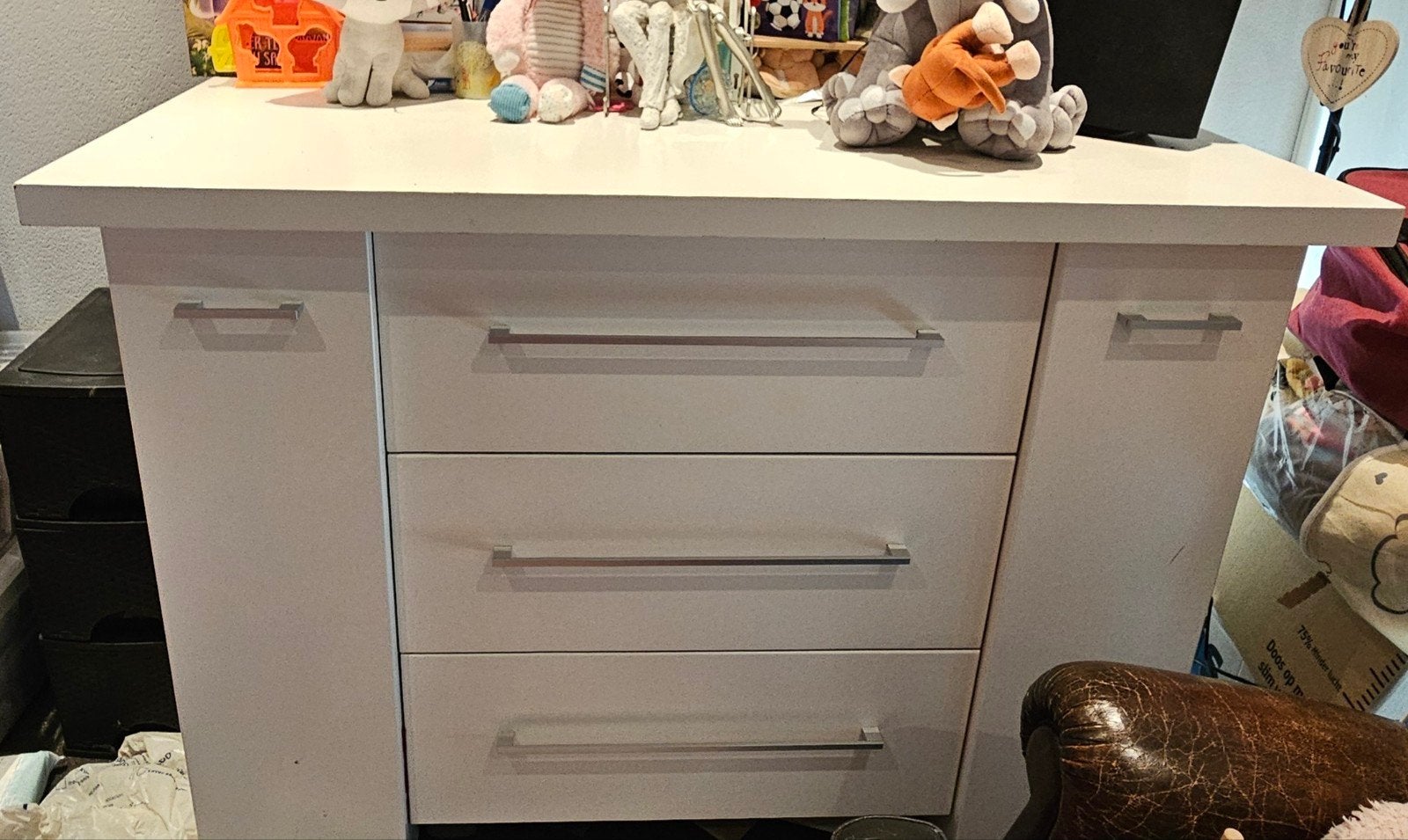 Witte ladekast met deuren en planken, Huis en Inrichting, Ophalen, Gebruikt, 100 tot 150 cm, Met lade(s)