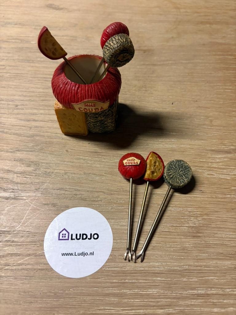 Mini Gouda kaasprikkers set met houder, Ophalen of Verzenden