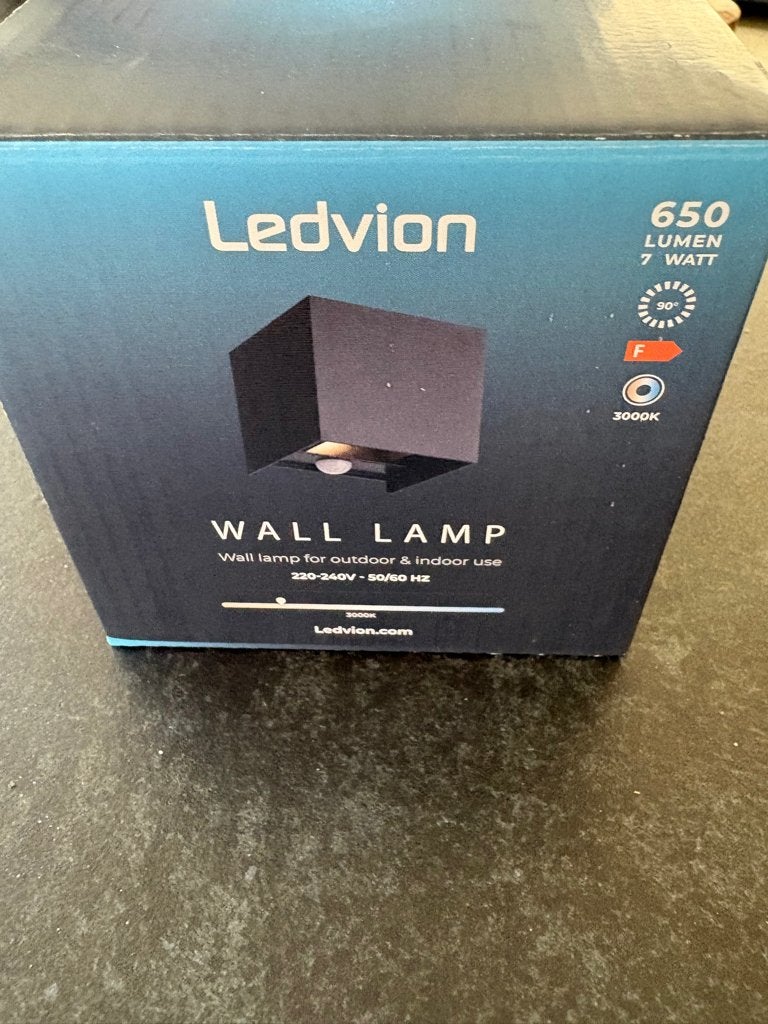 Kansas LED Wandlamp Kubus - 7W 3000K IP65 Zwart Up/Downlight, Minder dan 50 watt, Wandlamp, Ophalen of Verzenden, Netvoeding