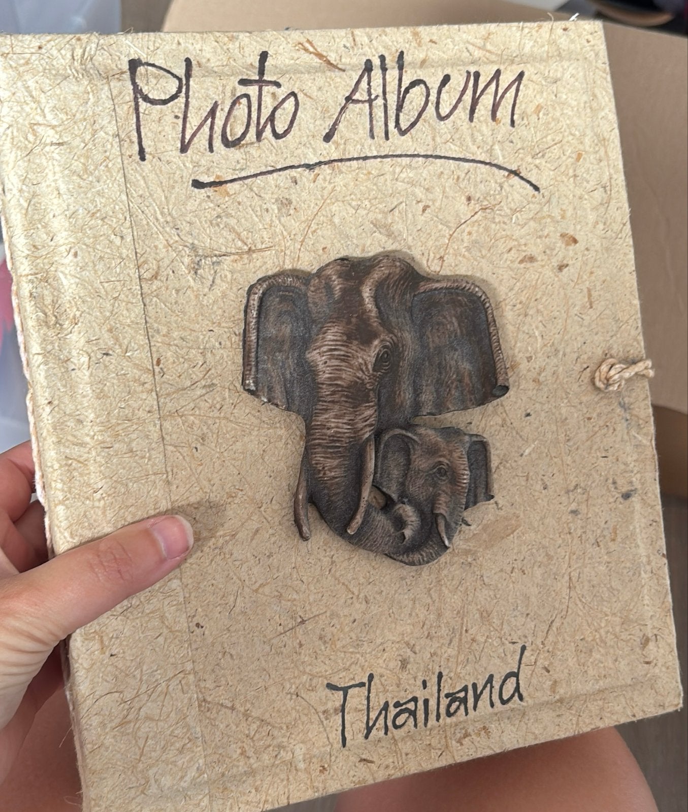 Uniek handgemaakt fotoalbum met olifanten uit Thailand, Overige typen, Ophalen of Verzenden, Zo goed als nieuw, Handgemaakt