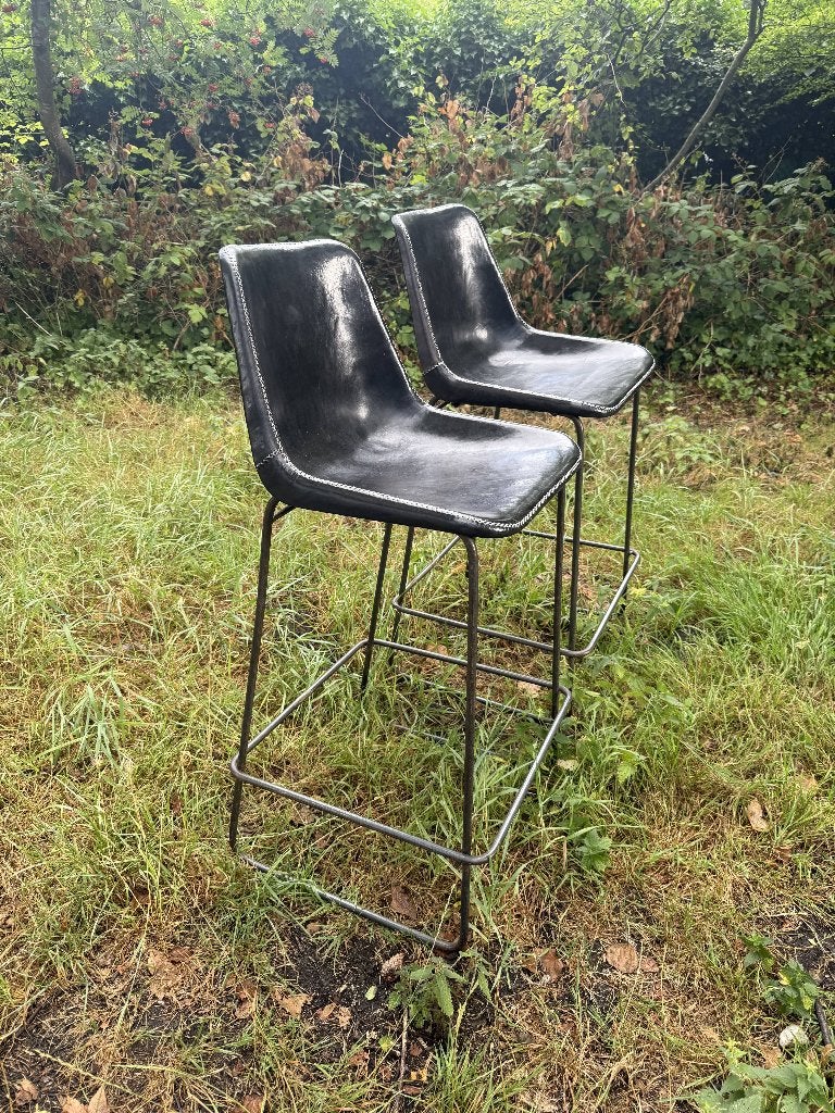 Sol Y Luna 2x barkruk leder, Ophalen, Gebruikt, 60 tot 90 cm, Leer