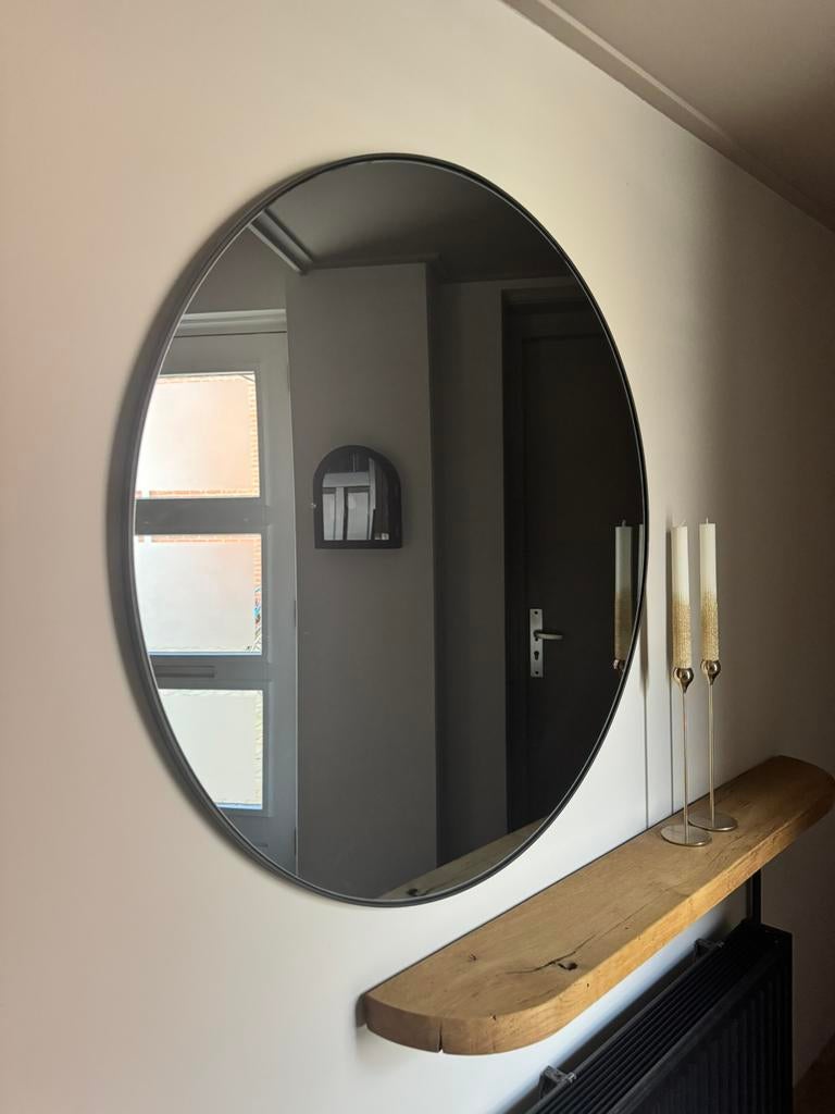 Ronde Spiegel Espejo smoke glas - Light & Living, Huis en Inrichting, Woonaccessoires | Spiegels, Ophalen, Rond, Zo goed als nieuw