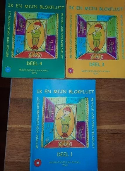 lesboeken blokfluit: Ik en mijn blokfluit 1,3,4 + cd's, Ophalen of Verzenden, Gebruikt, Les of Cursus, Blokfluit