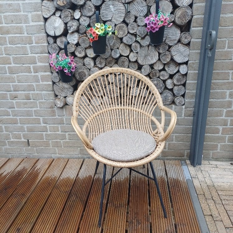 wicker armchair design Rohé Noordwolde rotan fauteuil, Ophalen, Zo goed als nieuw, Bruin, Eén