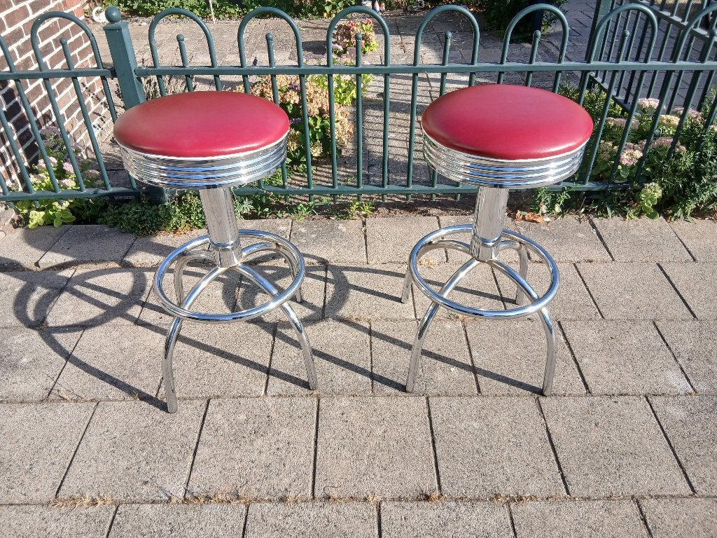2 Barkrukken Bell Air Vitro fifties, Ophalen, Draaibaar, Gebruikt, 60 tot 90 cm