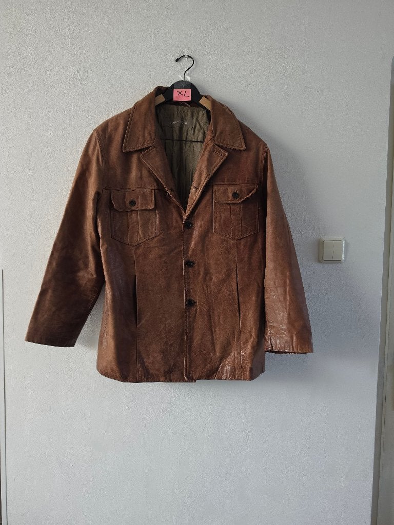 Transmission leren jas maat XL, Bruin, Transmission, Maat 46/48 (XL) of groter, Ophalen of Verzenden
