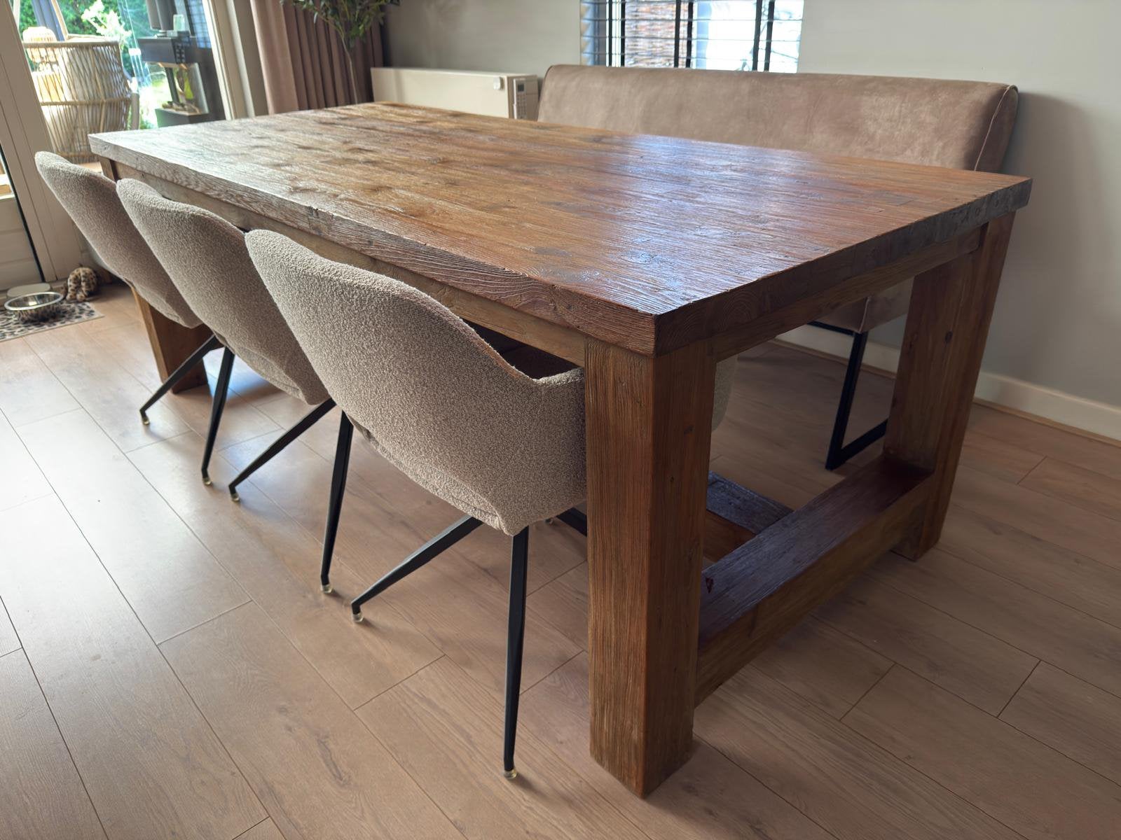 Eettafel kloostertafel 2.20 x1.00, Ophalen, Gebruikt, 200 cm of meer, 50 tot 100 cm