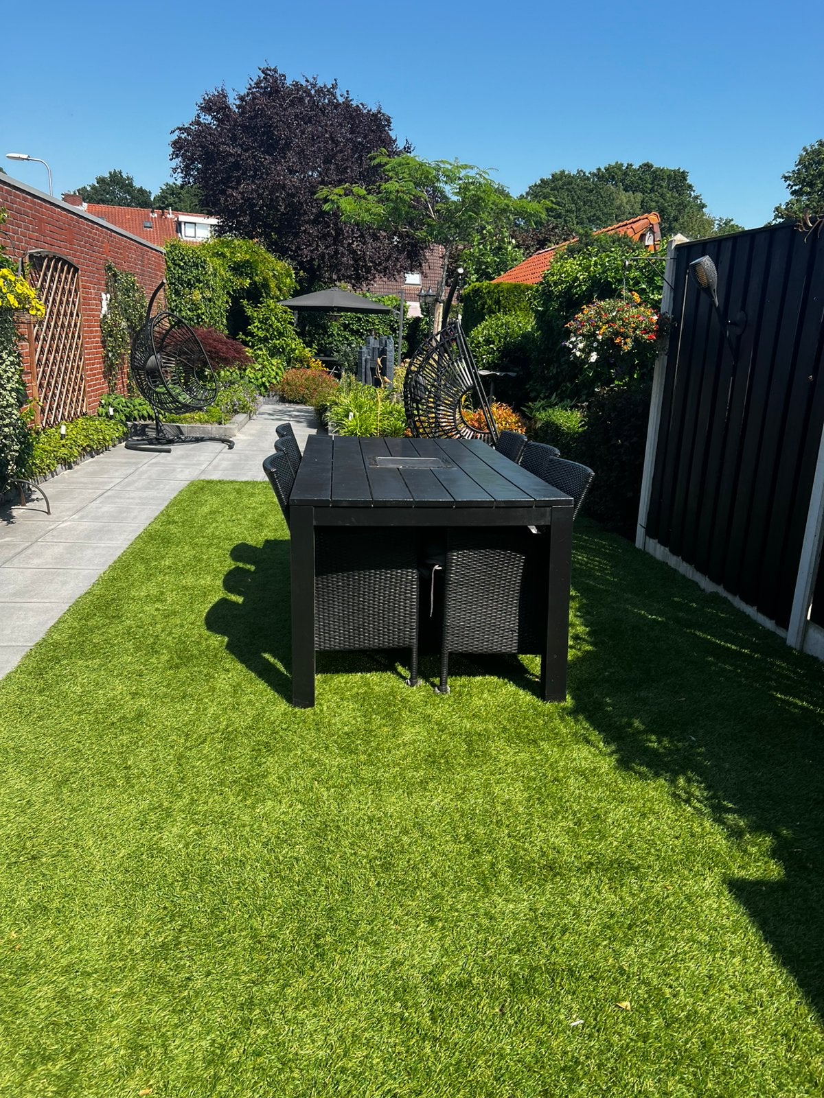 Tuintafel met haard en 6 stoelen, Ophalen of Verzenden, Zo goed als nieuw