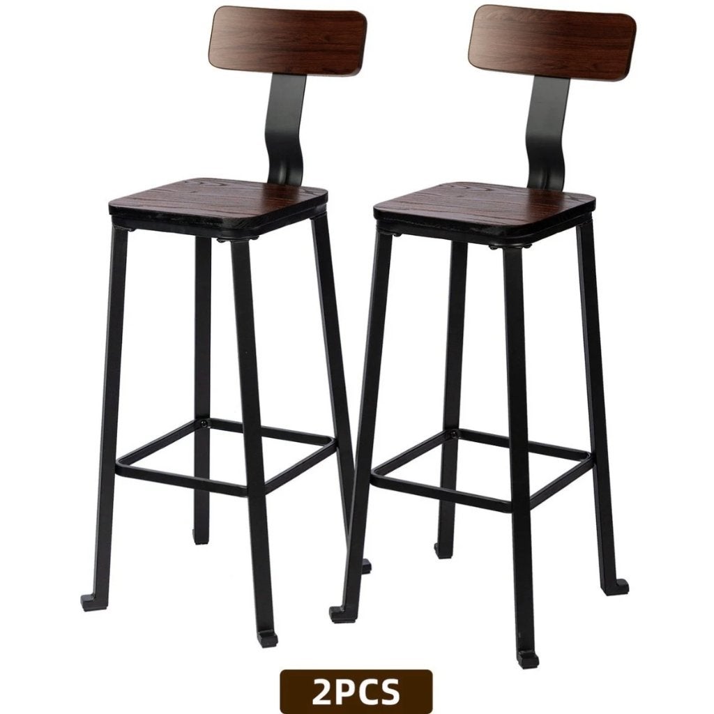 Barkruk - Barkrukken Set van 2-73 x 31 x 31 cm-Bruin-Zwart, Ophalen, Met voetsteun, 60 tot 90 cm, Nieuw