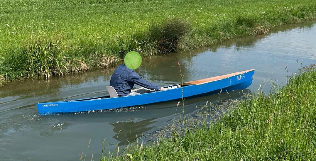 Kayak electric inboard met peddel en afdekzeil, Ophalen, Gebruikt, 1-persoons
