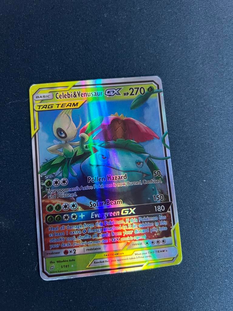 Celebi & Venusaur GX TAG TEAM Pokémon Kaart (1/181), Hobby en Vrije tijd, Verzamelkaartspellen | Pokémon, Ophalen of Verzenden
