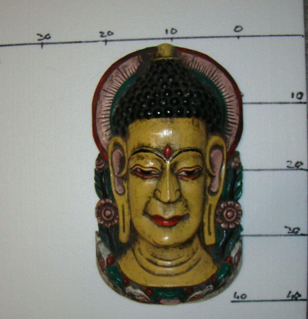 Boeddha gezichtsmaker uit India., Ophalen of Verzenden, Zo goed als nieuw, Beeld(je), Boeddhisme