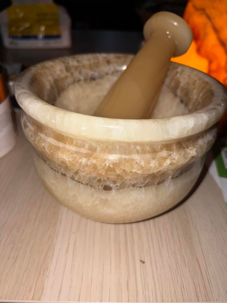 Natuursteen Vijzel & Stamper – Luxe Onyx Look, Ophalen of Verzenden, Nieuw