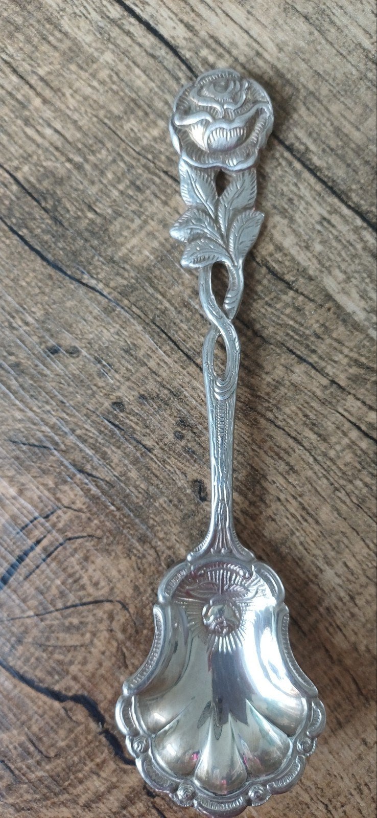 Antieke zilveren theelepel met bloemmotief, Antiek en Kunst, Ophalen of Verzenden