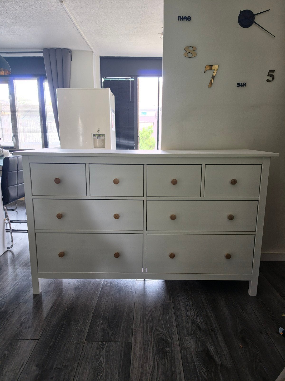Ikea hemnes ladekast wit gebeitst met 8 lades., Huis en Inrichting, Kasten | Ladekasten, Ophalen, 5 laden of meer, Zo goed als nieuw