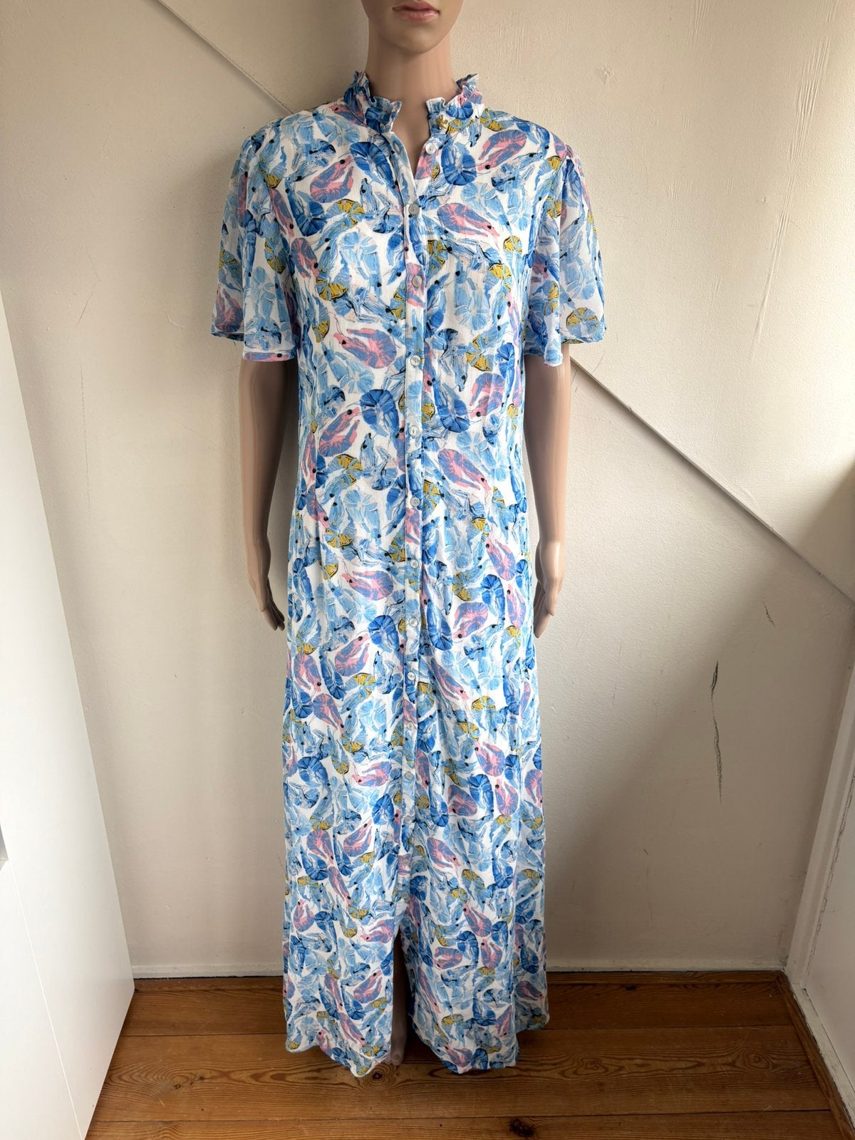 Fabienne Chapot mia Indy dress maat S wit blauw garnalen, Wit, Ophalen of Verzenden, Zo goed als nieuw, Maat 36 (S)