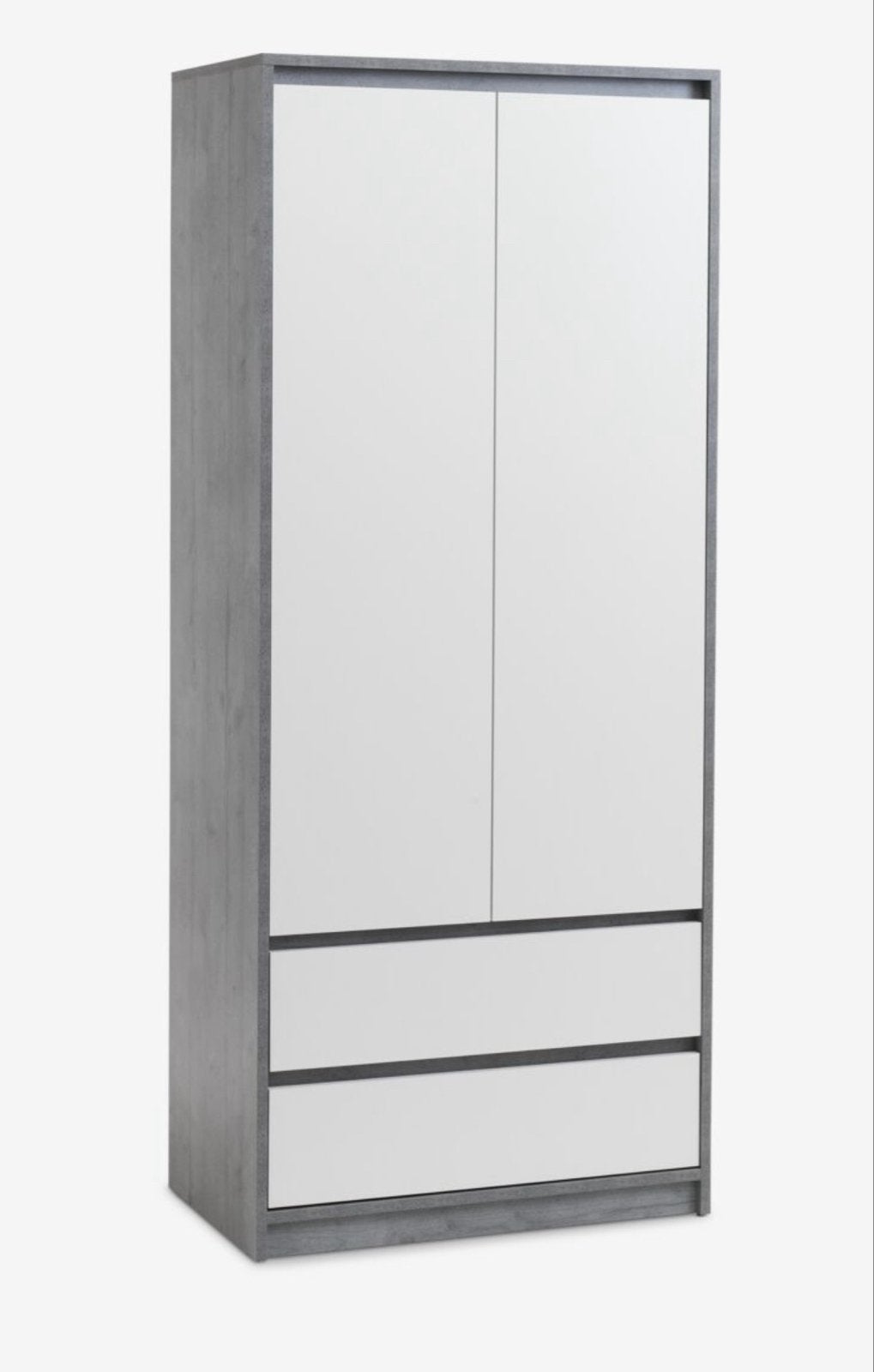 Kledingkast Billund 80x193cm wit/Grijs betonkleur, Ophalen, Gebruikt, 50 tot 100 cm, Met lade(s)