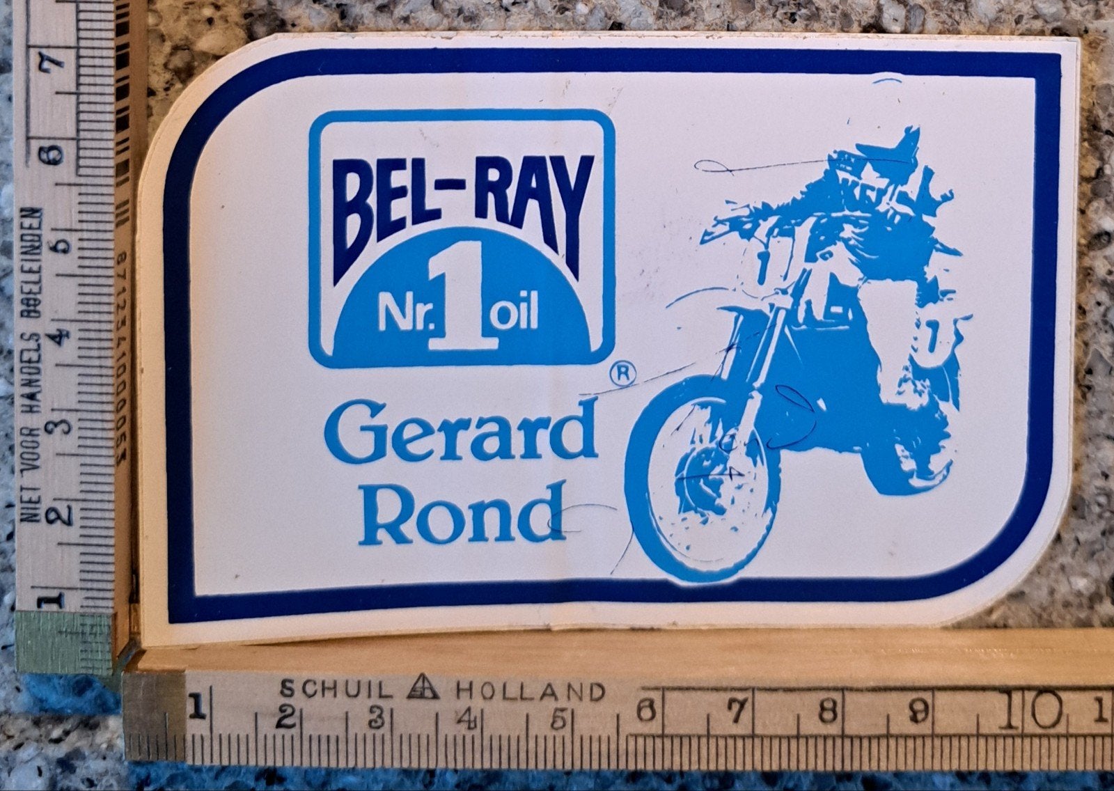 Vintage motorcross sticker Gerard Rond Bel-Ray oil olie merk, Ophalen of Verzenden, Zo goed als nieuw, Auto of Motor