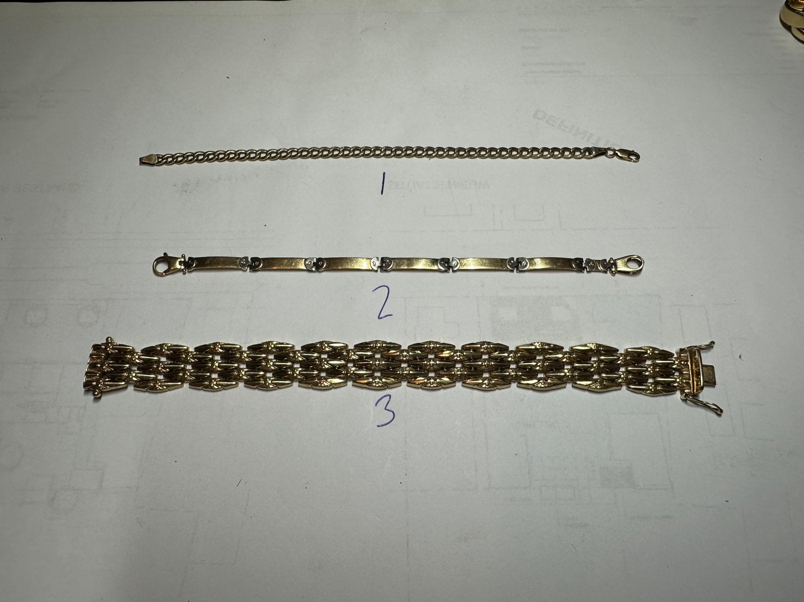 3 gouden armbanden – 14 karaats – los te koop, Verzenden, Zo goed als nieuw, Goud