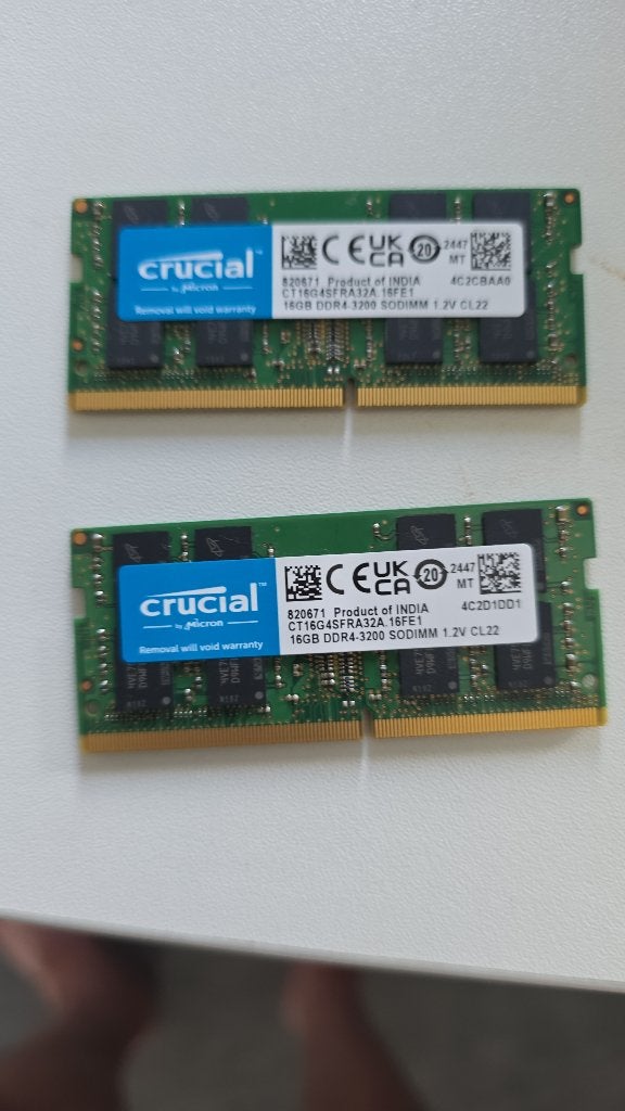 2x 16GB ddr4 sodimm, Computers en Software, RAM geheugen, DDR4, Ophalen of Verzenden, Zo goed als nieuw, Laptop