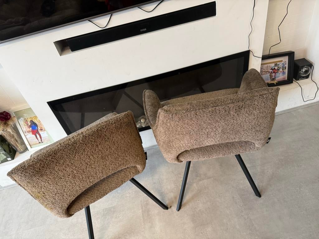 Set van 2 moderne eetkamerstoelen - Bruin/Grijs   haco, Twee, Bruin, Ophalen of Verzenden, Zo goed als nieuw