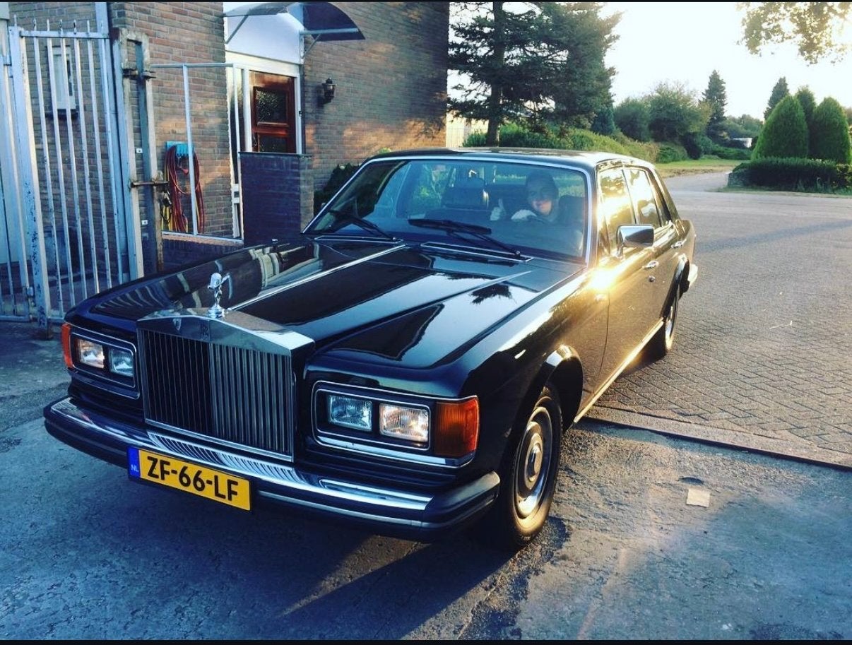 Rolls-Royce Silver Spirit 1984 oldtimer rechts gestuurd!!, Auto's, Achterwielaandrijving, 8 cilinders, Zwart, Leder