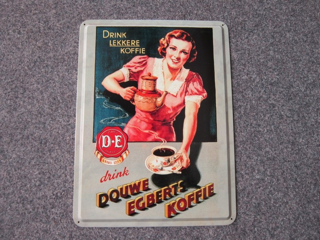 DOUWE EGBERTS BLIKKEN RECLAMEBORD, Verzamelen, Merken en Reclamevoorwerpen, Ophalen, Zo goed als nieuw, Reclamebord