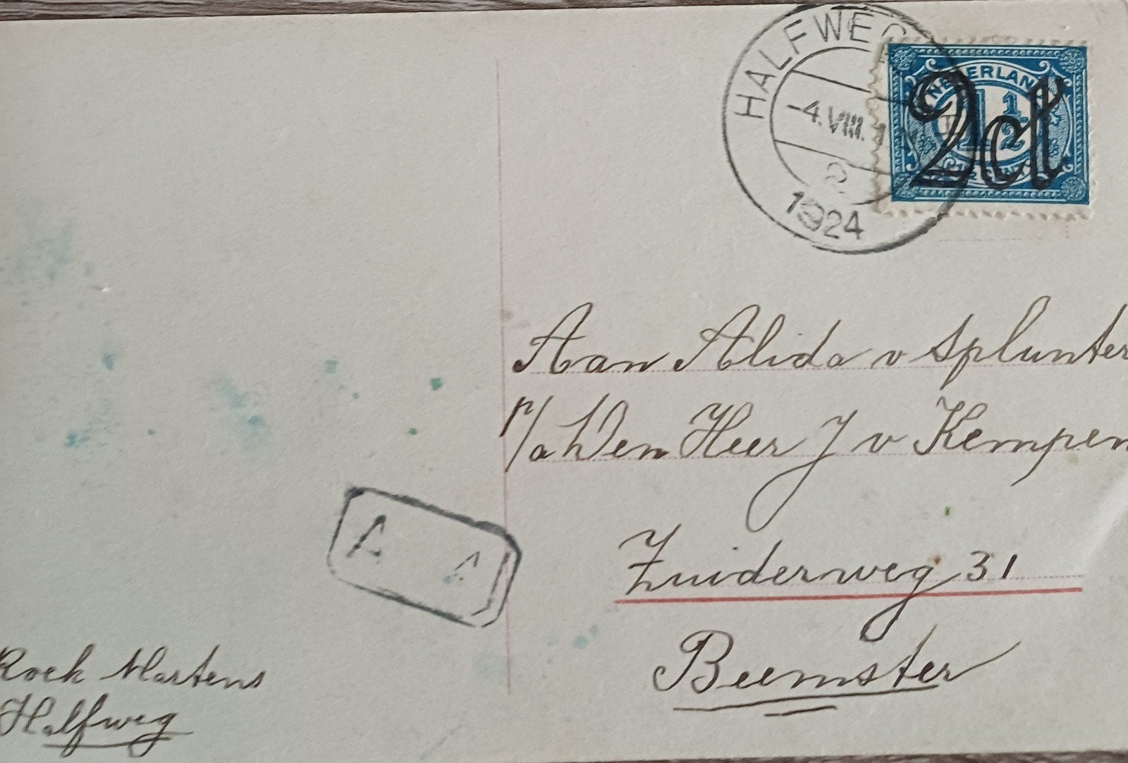 Stempel van Halfweg 1912 lastig stempel, Ophalen of Verzenden, Briefkaart