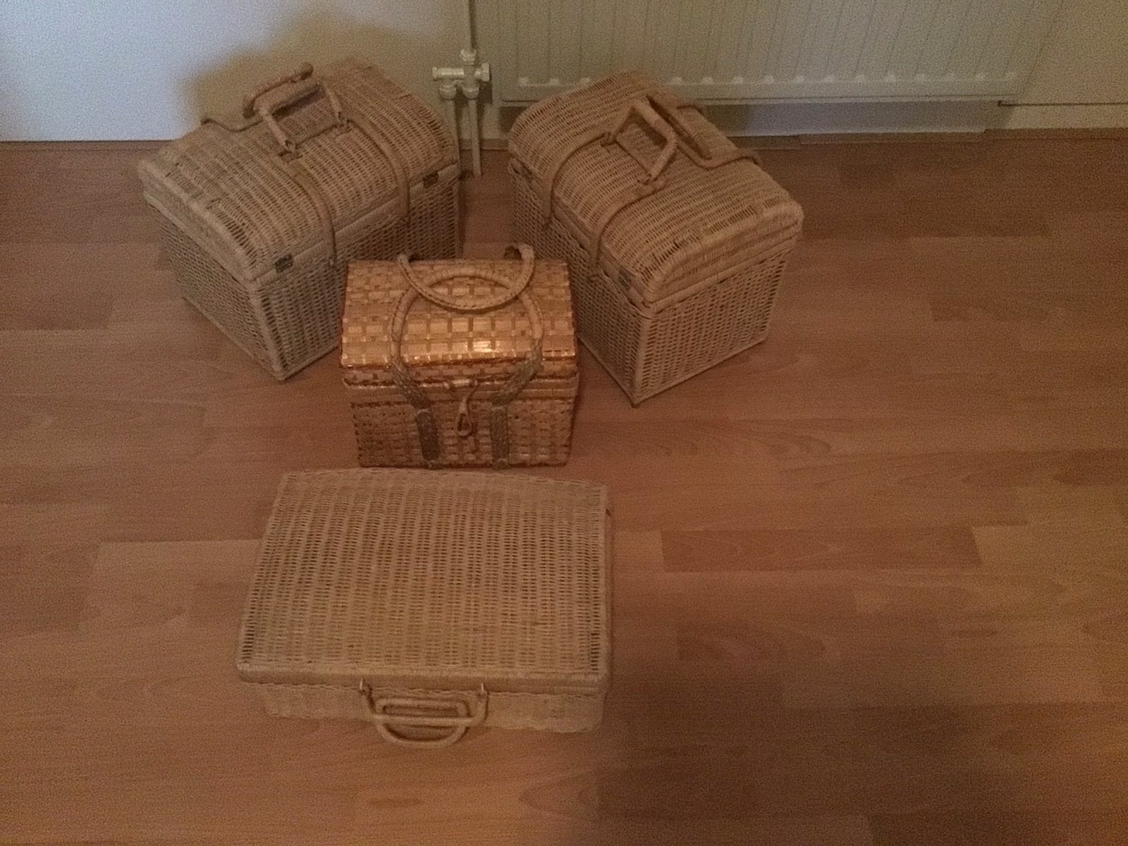 Set van 4 rieten picknickmanden/opbergmanden, Ophalen, Gebruikt, Zonder inhoud