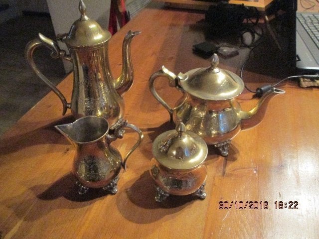E.P.N.S. set Koffiepot Theepot Suikerpot Melkkan 4 delig, Antiek en Kunst, Ophalen of Verzenden
