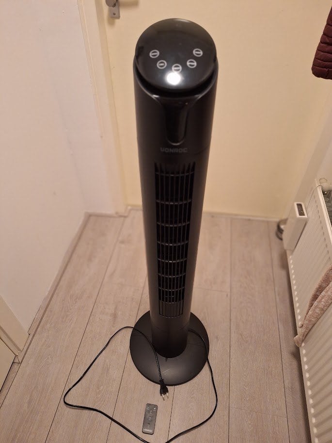 Toren Ventillator VONROC zwart met afstandsbediening NIEUW, Ophalen, Nieuw, Plafondventilator