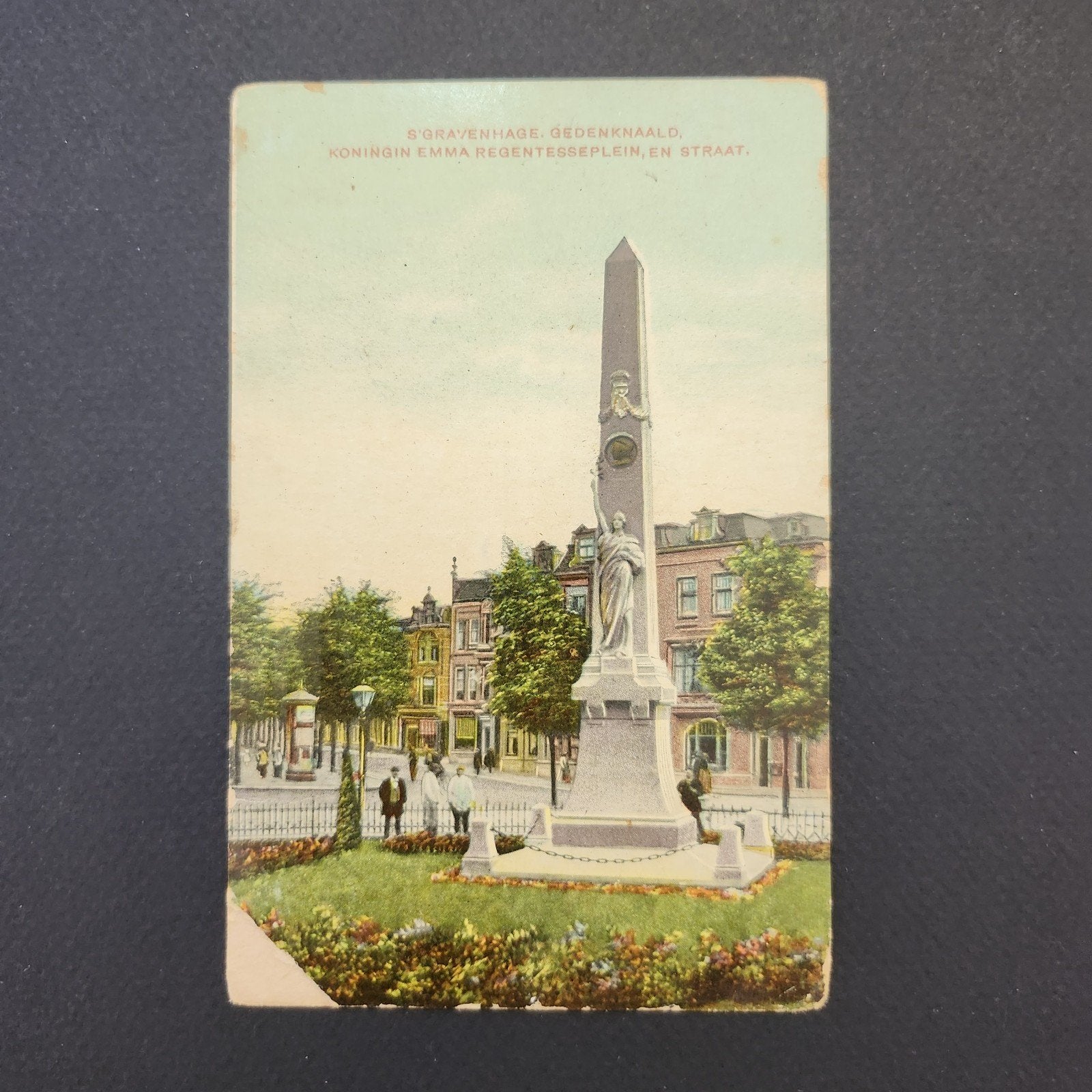 Oude Ansichtkaart: Gedenknaald Koningin Emma, Den Haag, Verzenden, Voor 1920, Gelopen, Zuid-Holland