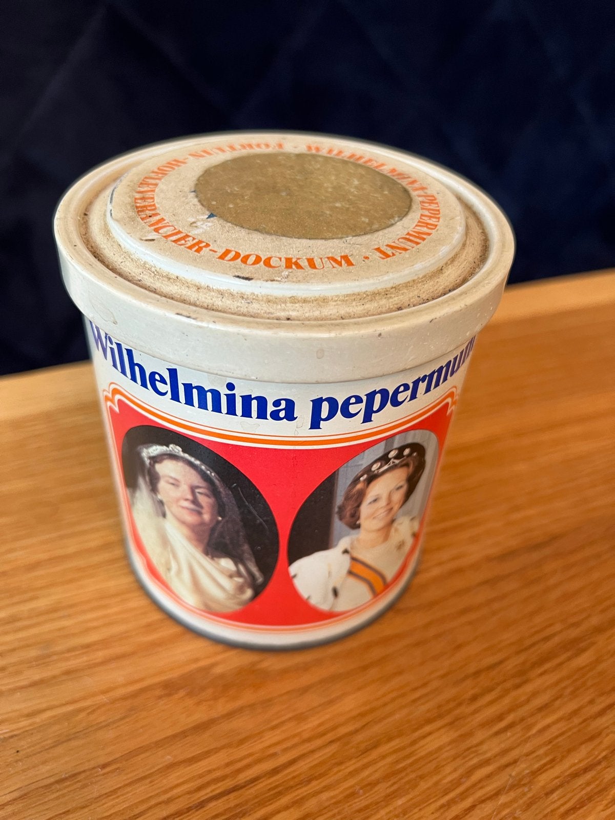 Vintage Wilhelmina pepermunt blikje Fortuin Dokkum, Ophalen of Verzenden, Gebruikt, Nederland, Overige typen