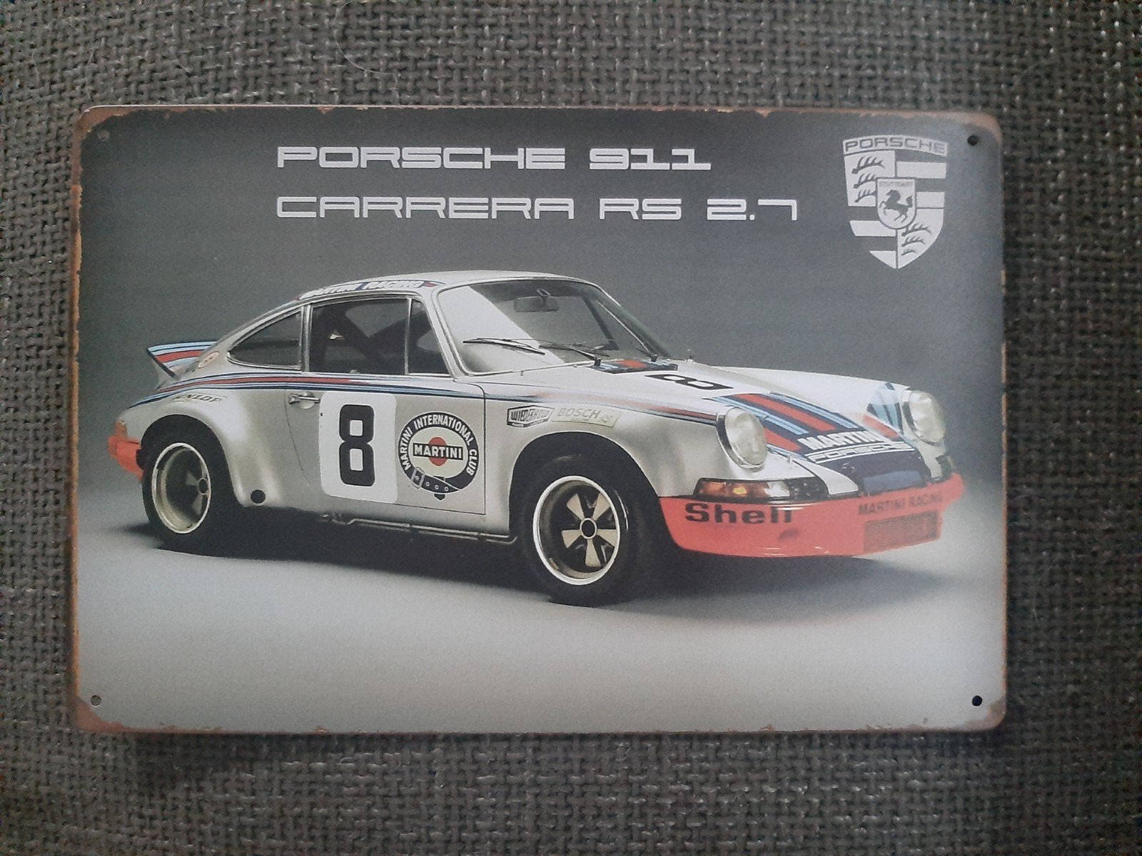 Metalen wandbord Porsche 911 Carrera RS 2.7 Martini Racing, Ophalen of Verzenden, Nieuw, Wandbord of Wandpaneel