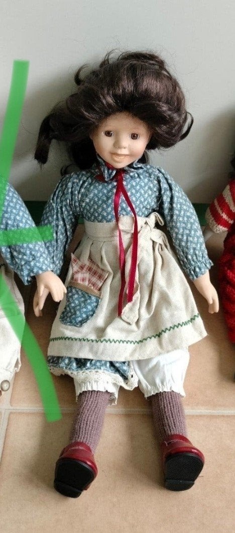 Vintage porseleinen pop, 50 cm, gedetailleerd, Ophalen of Verzenden, Gebruikt, Pop