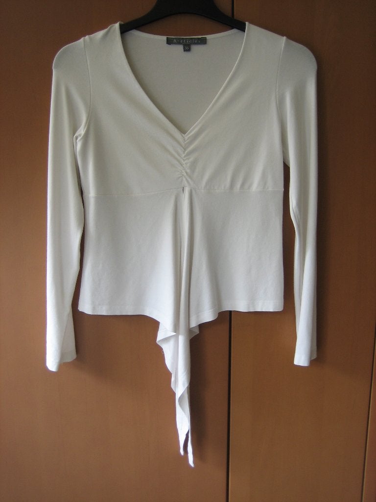 Speels wit shirt met striklinten ARTICLES 36-38 snazzeys, Verzenden, Wit, Nieuw, Maat 36 (S)