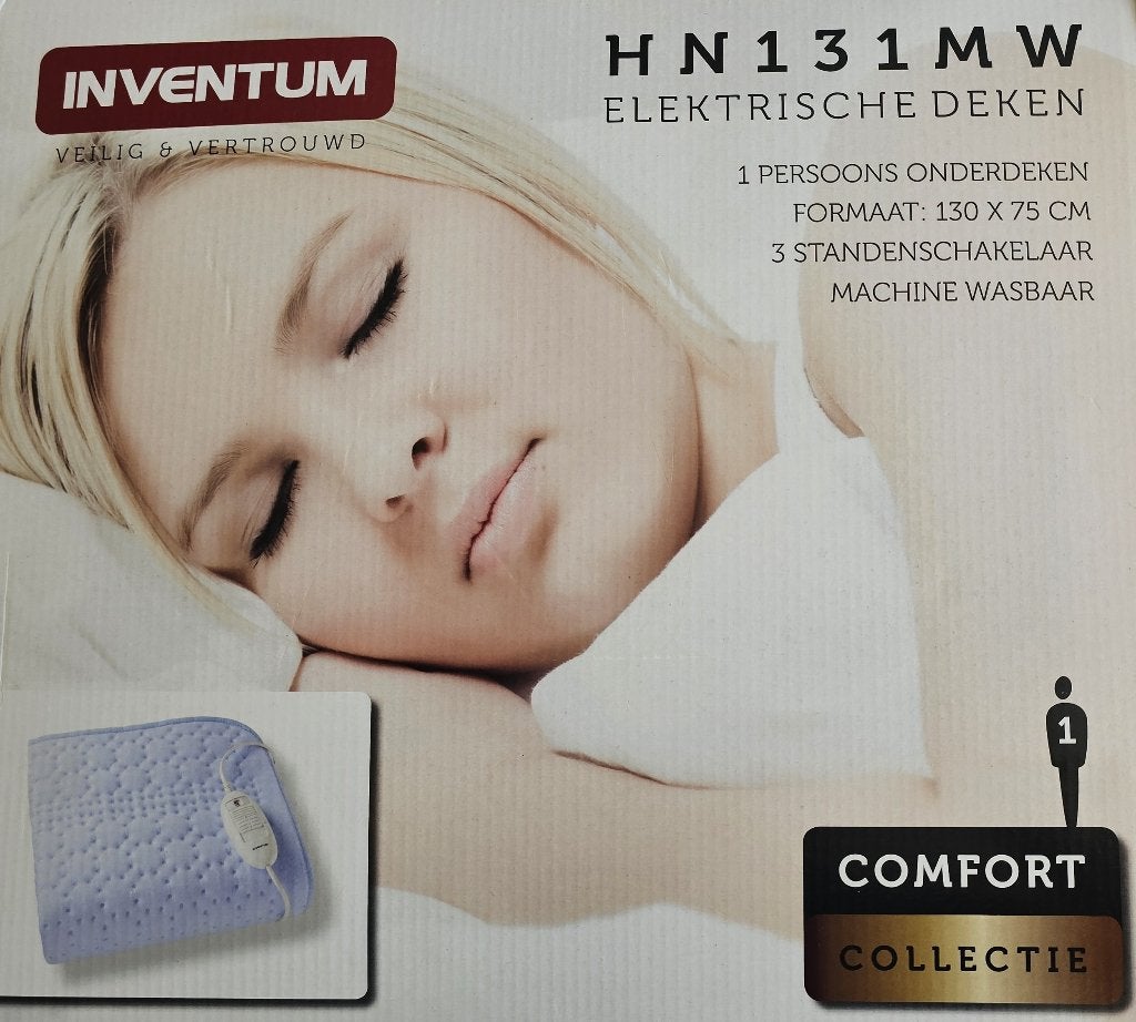 Electrische deken Inventum (HN131MW), Gebruikt, Eenpersoons, Blauw, Overige typen