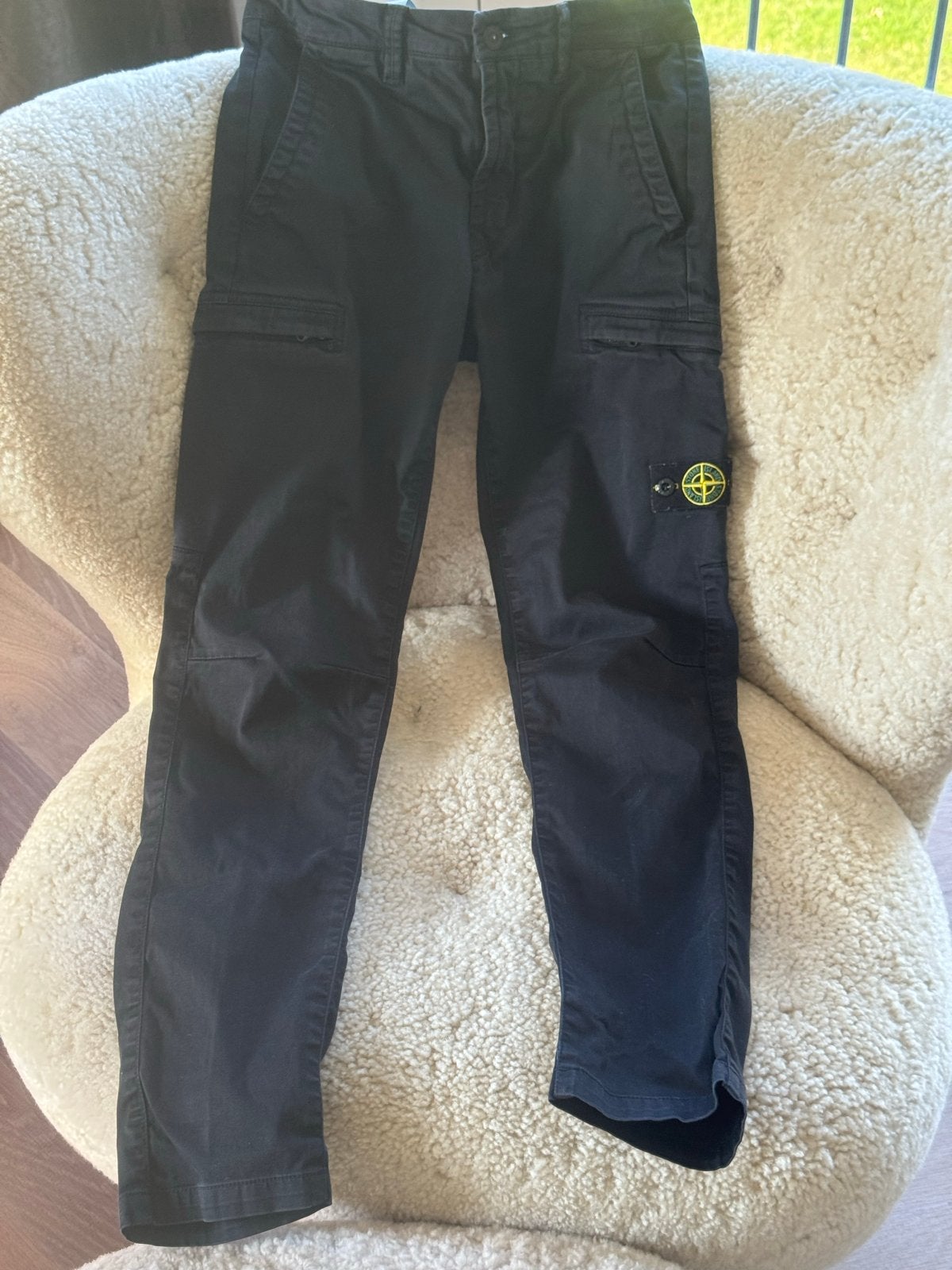 Stone Island Junior Cargo Broek Zwart Maat 12 (156), Verzenden, Zo goed als nieuw, Jongen, Broek