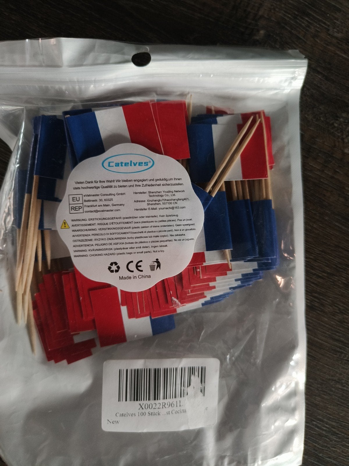 100 cocktailprikkers saté prikkers Franse vlag, Ophalen of Verzenden, Nieuw