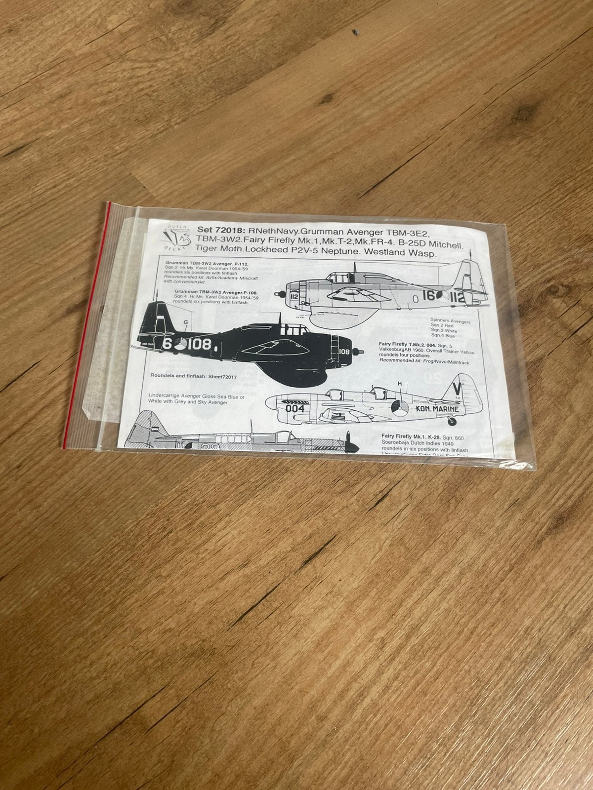 dutch Decal set 72018 1/72 Neptue Mitchell Avenger Flevo nld, Overige merken, 1:72 tot 1:144, Nieuw, Ophalen of Verzenden