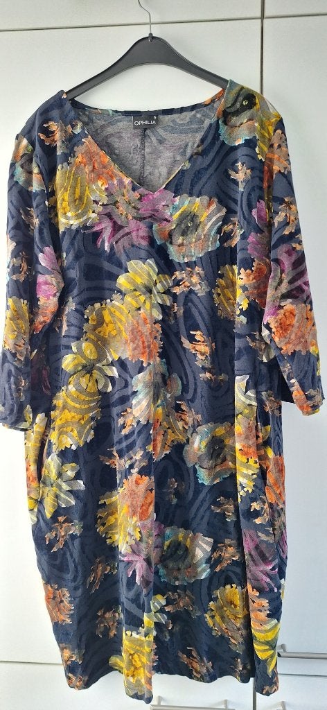 Ophilia Jurk geel/oranje/zwart, Kleding | Dames, Meerkleurig, Jurk, Ophalen of Verzenden, Zo goed als nieuw