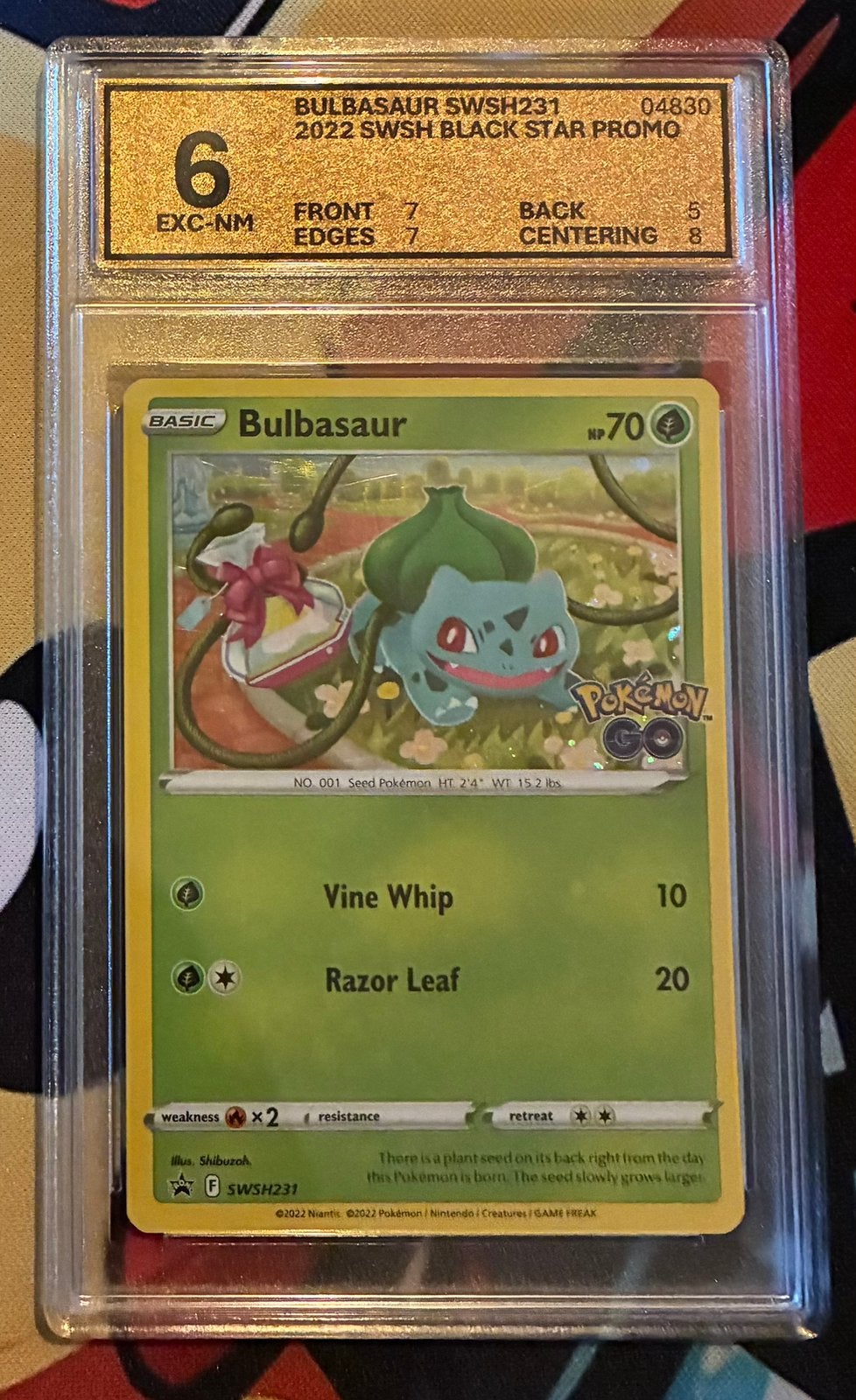 Bulbasaur SWSH231 Pokémon GO Promo Swirl – Woetoe Grade 6, Hobby en Vrije tijd, Ophalen of Verzenden, Zo goed als nieuw, Losse kaart