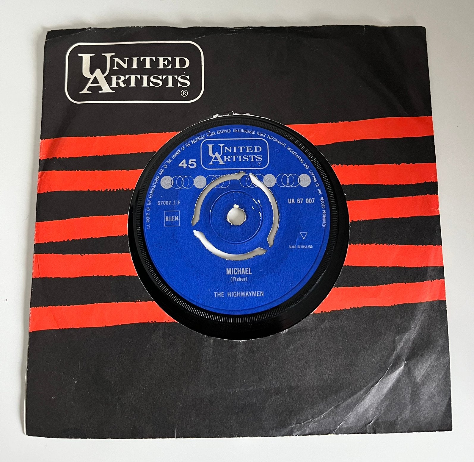 The Highwaymen Michael/Santiano 7” vinyl single, Verzenden, Gebruikt