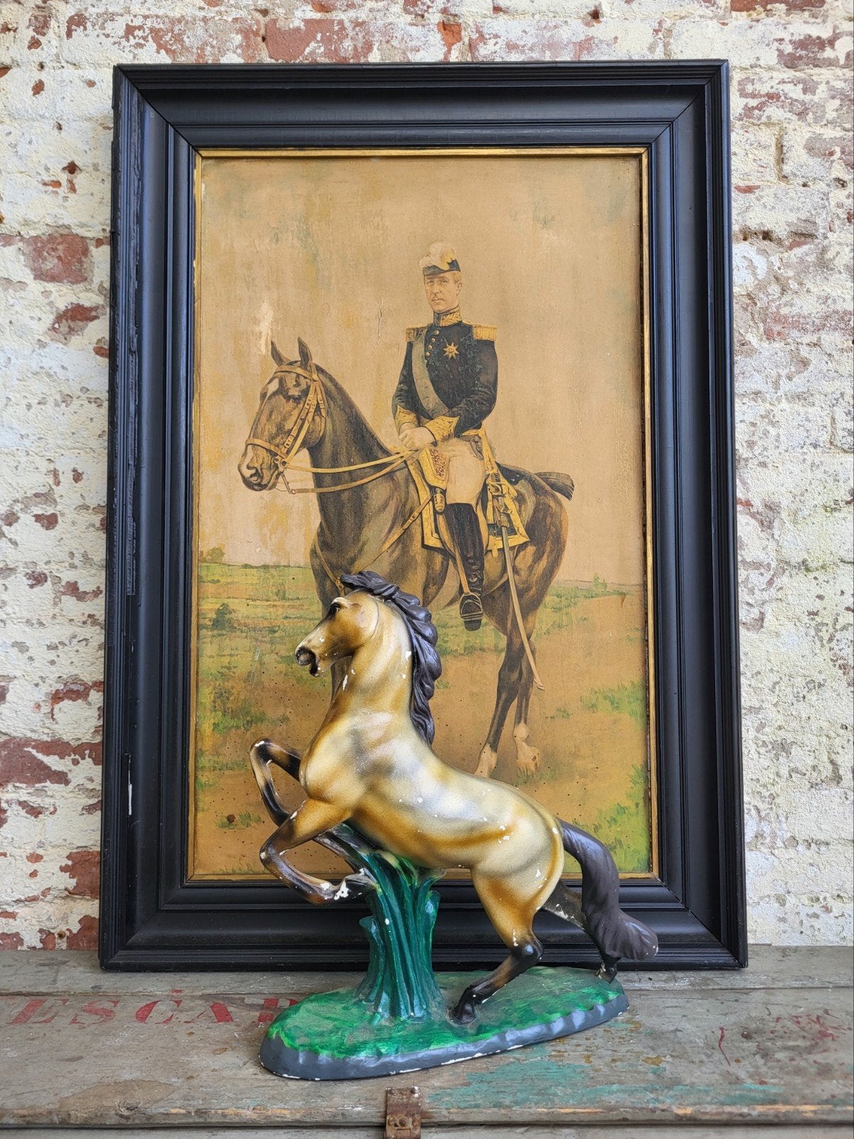 brocante Frans beeld / paard  / allegonda, Verzamelen, Beelden en Beeldjes, Ophalen of Verzenden, Gebruikt, Dier
